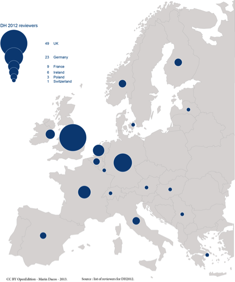 Mapa 7. Distribución geográfica de los expertos requeridos para DH2012 (Europa).